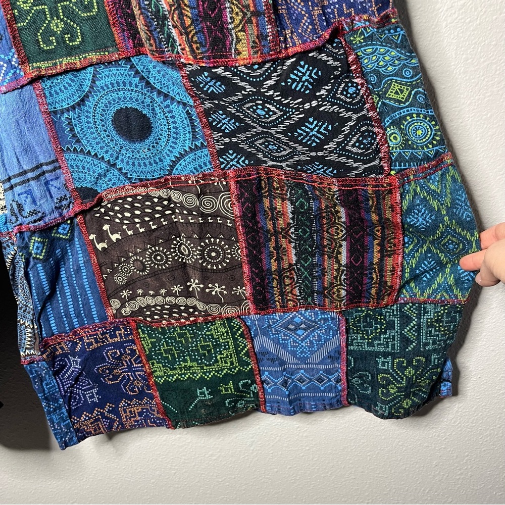 Boho Patchwork Drawstring High Rise Wide Leg Pala… - image 6